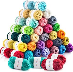 CRAFTISS 60 of 20g/0.7Oz Acrylic Yarn Mini Skeins - 2600 Yards of Soft Yarn for Crocheting and Knitting Craft Project, Assorted Starter Crochet Bulk Kit for Adults and Kids