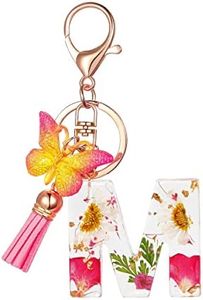 Suweibuke Cute Key Chains for Women Girls, Initial Letter Keychains with Tassel and Butterfly, Charms for Purse Backpacks Handbags Bags (M)