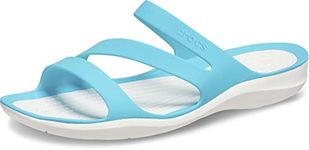 Crocs Women's SwiftwAmznSndlW White/Digital Aqua Sandal-2 Kids UK (208837-1F9)