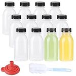 zmybcpack 12 Pack 8oz PP Heat-Resistant Plastic Juice Bottles with Lids(Dishwasher Safe), Plastic Smoothie Sensory Bottles, Reusable Bulk Beverage Containers with Lids for Juice, Beverage