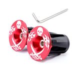 MUQZI Bicycle Handlebar Ends Plugs Caps – Aluminum Bike Handle Bar Ends Caps, Suitable for Most Bicycles Road Bike Mountain Bike BMX MTB Fixie(Red skull)