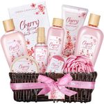 Birthday Gifts for Her, 11 Pcs Cherry Blossom Spa Bath Gift Set for Women Including Essential Oil, Body Lotion and Handmade Weaved Basket, Personal Care Spa Hamper Christmas Gift for All Holiday