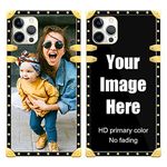 Personalized Custom Phone Case for iPhone, Golden Square Shockproof Protective Case - Design Your Own Phone Covers Compatible for Apple iPhone 12 Mini