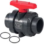 Wacjak 2" PVC True Union Ball Valve with Full Port Industrial Grade EPDM O-Rings Reversible PTFE Seats Rated at 200 PSI UPVC Material for Water System