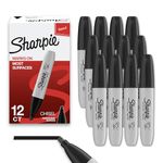 Sharpie Permanent Markers, Chisel Tip, Black, 12 Count