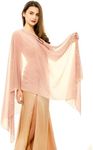 REEMONDE Womens Rhinestones Pashmina Shawls and Wraps for Evening Dresses Chiffon Shawl Sparkly Scarf (Nude Pink)