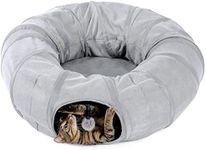 PAWZ Road Cat Tunnel Bed with Central Mat and Peek Hole Cat Bed with Cat Toy Hanging Balls -Tunnel Bed