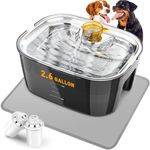 PETDOTT 10L Dog Water Fountain with 304 Stainless Seel Bowl, 2.6 Gallons Large Dog Water Dispenser for Extra Large Pets, Cat Drinking Fountains-Silicone Dog Bowl Mat