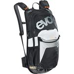 EVOC STAGE 12 TEAM technical cycling backpack for outdoor activities (AIR FLOW CONTACT system, adjustable shoulder straps, tool compartment, hydration bladder compartment), Black/White