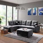 Homeify Alora Fabric 5- to 6-Person Sofa L Shape Sofa Set (Left Side, Grey)