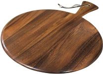 WEBHUSHI Round Provencale Paddle Round Chopping/Pizza Serving Platter, Acacia Wood(16X12 Inches, Brown)