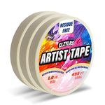 3 Pack White Artist Tape - Masking Artists Tape for Drafting Art Watercolor Painting Canvas Framing - Acid Free 495 FT Long 25mm Wide(1 inch)