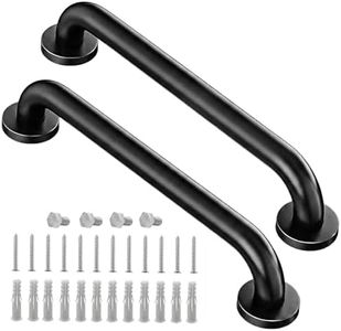 2 Pack Shower Grab Bars for Bathtubs and Showers, Stainless Steel Handicap Grab Bars for Shower Anti Slip Safety Shower Grab Bars for Bathroom, Holds up to 500LBs, 12" L x 1" D, Matte Black