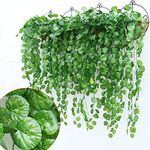 Deehome Artificial Ivy Garlands Round Leafs Creepers (18 Strings) Silk Greenery Hanging Vines Garlands Creeper Leaves for Decoration (18 Strings, 6 Foot Each).