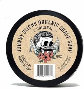 Johnny Slicks Organic Shave Soap - Supports Smooth Shaving - Shea Butter, Tea Tree & Jojoba - Natural Ingredients - Original Scent - 8 oz