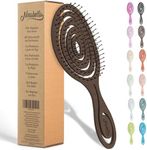 Ninabella Organic Detangling Hair Brush for Women, Men & Children - Does not Pull on Hair - Hair Straightening Brushes for Straight, Curly & Wet Hair - Unique Spiral Hairbrush