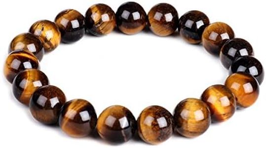10mm Natural Tiger Eye Bracelet Elastic Yoga Gemstones Healing Energy Men Women Stretch Bracelet