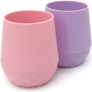 teensy peepsy Tiny Baby Cups for 4 Months+ | Silicone Baby Cup for 6-12 Months Baby Girl | Training Cups for Baby Led Weaning Supplies, Set of 2 Drinking Cups 2oz (Lilac Blush)