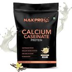 NAKPRO Calcium Caseinate | 27.88g Protein, 5.42g BCAA | Helps in Muscle Recovery | Slow Absorbing, Slow Digesting, Low Carbs Casein Protein Powder (1 Kg, Vanilla)