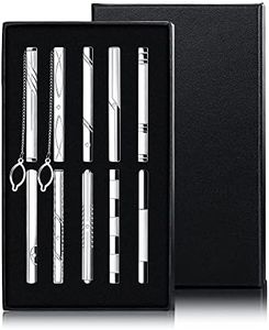 JeryWe 10 Piezas Clips de Corbata para Hombres Metal Clásica Alfileres de Corbatas Reuniones de Boda Broches de Corbata Clips de Corbata de Negocios con Caja Regalo para Hombre para Papá
