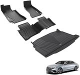 3W Floor mats & Cargo Liner for Benz E-Class 2023 2024 TPE All Weather Custom Fit Floor Liner for E300 E320 E400 E350 E63 E550, Full Set Car Liners Black (Sedan Only)