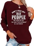 Don't Off Old People Tops Women's Graphic Novelty Sarcastic Funny Pullover T Shirt Top, Red, Medium