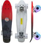 Jaspo Candy Kids Skateboard, LED Wheels 58 mm, Aluminium Trucks, Fibre Deck,Knurl Design, Age Group Above 5 Years, Lightweight, Dual Colour (Red & Black, LED Wheels (22x6 inches))