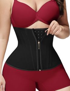 SHAPSHE Waist Trainer for Women Tummy Control Workout Waist Cincher Corset Shapewear Body Shaper with Zipper Hook, Black, Small