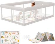 Hiaksedt Baby Playpen 74x50 in PlayPen for Babies and Toddlers, Large Play Yards for Indoor & Outdoor with Zipper Gates, Breathable Mesh with Mat
