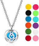 mEssentials Couple's Heart Essential Oil Diffuser Necklace Gift Set - Includes Aromatherapy Pendant, 24" Stainless Steel Chain, 12 Color Refill Pads