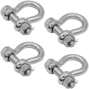 SHENGHUISS Bow Anchor D Shackle Stainless Steel 316 Dee Ring Forged Bolt Type Shackle Marine Hardware (3/8 inch 4 Pack)