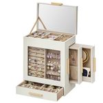 SONGMICS Jewelry Box, 5-Layer Jewelry Organizer, 5.1 x 7.9 x 9.7 Inches, Cloud White and Metallic Gold UJBC172W01