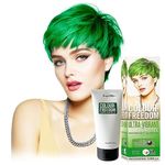 Knight & Wilson Colour-Freedom Green Emerald Semi-Permanent Hair Colour Ultra-Vibrant Vegan Colour Mask with Shine Booster Complex Ammonia Free lasts Up To 6-10 Washes, 150ml,Packaging may vary