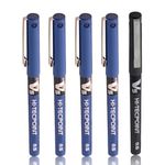 Pilot Hi-Tecpoint V5 0.5mm Extra Fine Point Pure Liquid Ink Roller Ball Pen | Pack Of 5 (4 Blue + 1 Black)