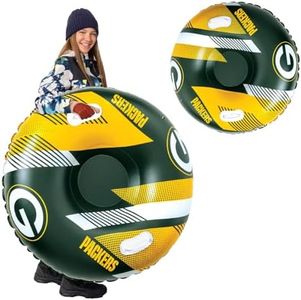 NFL Snow Tube, Heavy Duty Inflatable Sled for Tubing, Fun Winter Toys for Kids & Adults, Football Gifts for Boys - Green Bay Packers