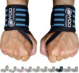 WOD Nation Wrist Wraps for Weightlifting, 12” Professional Gym Wrist Straps w/Thumb Loop, Wrist Wraps for Men & Women, Wrist Support Wraps for Strength Training, Powerlifting & Bodybuilding (LT Blue)