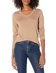 Amazon Essentials Women's Classic-Fit Lightweight Long-Sleeve V-Neck Jumper (Available in Plus Size), Camel Heather, S