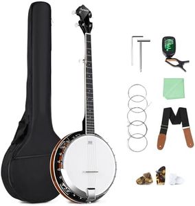 Asmuse Banjo 5 String with 24 Brackets, Full Size 38 Inch Banjo Guitar Closed Solid Back Banjolele, Professional Travel Banjos Set for Beginners Adults with Bag Tuner Strap Strings Pickup