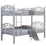 MN FURNITURE Metal Bunk Bed for Kids Space Saving and Sturdy with Ladder (Grey)