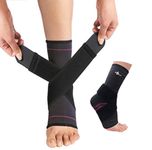 ABIRAM Foot Sleeve (Pair) with Compression Wrap, Ankle Brace For Arch, Ankle Support, Football, Basketball, Volleyball, Running, For Sprained Foot, Tendonitis, Plantar Fasciitis