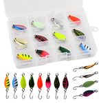 Spoon Fishing Lure for Trout - 12pcs Single Hook Trout Lures Trolling Spoon Lures Casting Spinner Bait Metal Fishing Lures for Trout Bass Crappie Char Walleye Perch