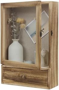 Butizone Shadow Box Frame, 3.2" Deep Shadow Box Display Case with Real Glass and Drawer, Rustic Wood Memory Box for Pictures, Flowers, Memorial, Medals, Wedding Bouquet for Wall or Tabletop, Brown