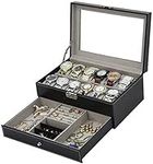 Tebery 12-Slot Watch Box Case Locka