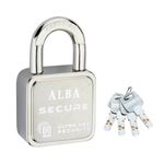 Alba Secure Hi-Tech Technology Padlock with 4 Brass Ultra Keys | Built-in Protection | Push Locking Lock | Rust Proof Mechanism Lock,65 mm