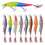 Fishing Lures Hard Fishing Bait Topwater Lures Set Plugs Minnow Popper Crankbait Pencil Jerkbait with Treble Hooks for Bass Trout Walleye Saltwater Freshwater