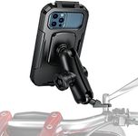 iMESTOU Waterproof IP67 Motorcycle 1" Ball Phone Mount with Anti-theft Double Socket Arms &Aluminum Ball Base Universally Fits to Rear-view Mirror for 3.5"-6.1" Cellphones (Size S)