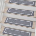 COSY HOMEER Edging Stair Treads Non-Slip 22 x 70cm(4PCS), Indoor Carpet Treads for Stairs, Stair Carpet Treads for Kids Elders and Dogs, Machine Washable, 100% Polyester, TPE Backing, Grey