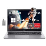 Acer Aspire 3 Laptop, 15.6" FHD Display, AMD Ryzen 7 5700U Processor, 16GB RAM, 1TB SSD, AMD Radeon Graphics, Numeric Keypad, HD Camera, WiFi 6, Pure Silver, Windows 11 Pro, 32GB Hotface USB Card