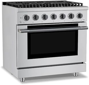Hauslane 36" Dual Fuel Range in Black Stainless Steel, 6 Burners up to 20,000 BTU 5.2 cu. ft., Convection Oven with 5 Rack Positions, 5-Year Warranty, Convertible NG/LP Cool-Touch Triple-Layer Door