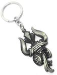 NSV Lord Shiva Trishul Rudraksha Bead Damru Keychain Keyring Car Bike Home Office Birthday Gift To Friends Silver Zinc Metal Religious Keychain For Men And Women